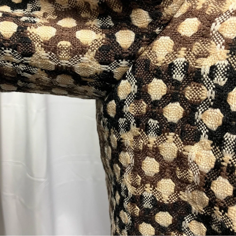 Sigrid Olsen Wool Blazer Lined‎ geometric Plaid Black Brown Preppy Secretary L